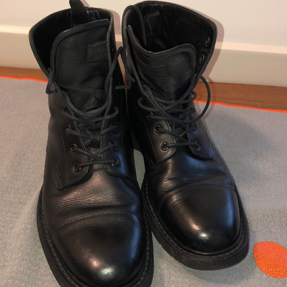Black leather Prada boots